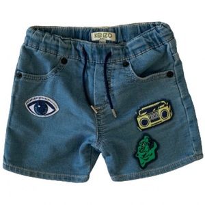 Kenzo kids patch detailed denim shorts 18M